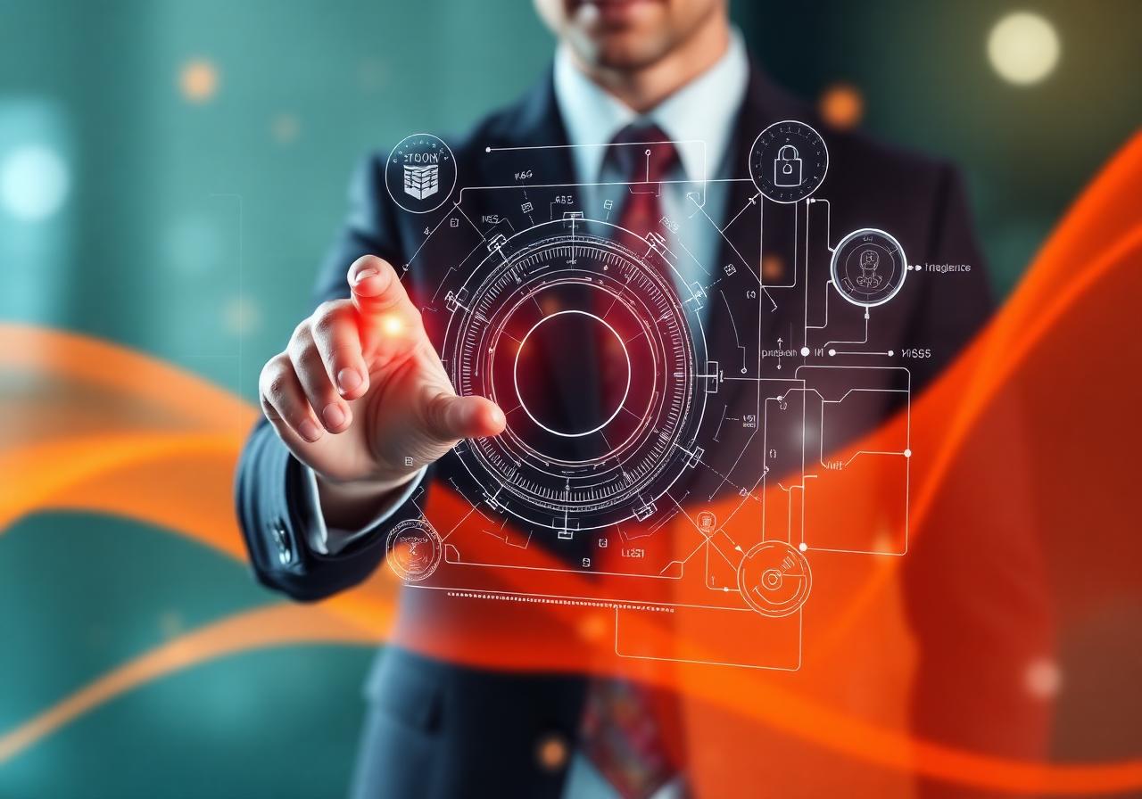 Business leader interacting with a digital interface